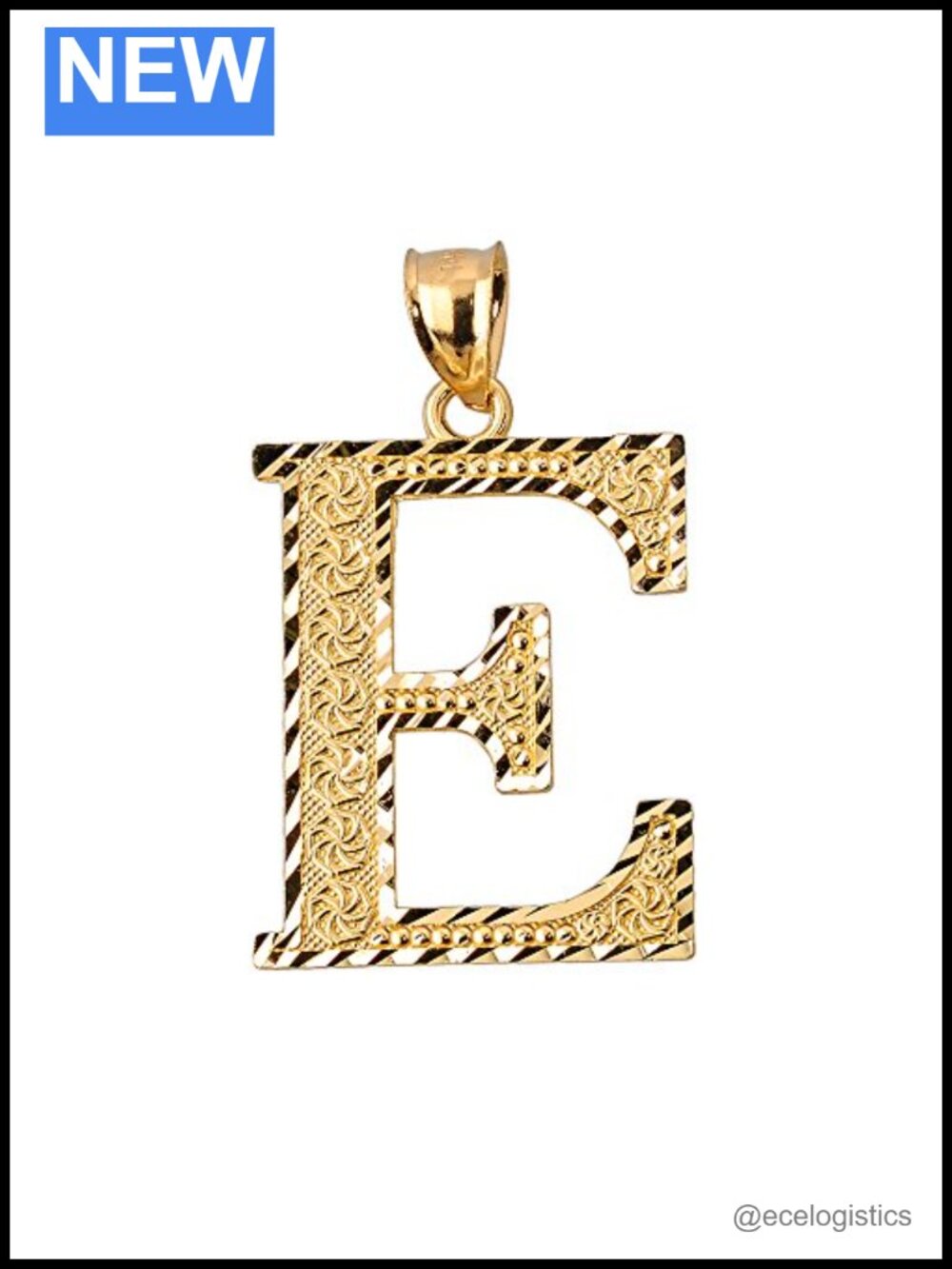 10k Yellow Gold Initial Letter E Charm Pendant